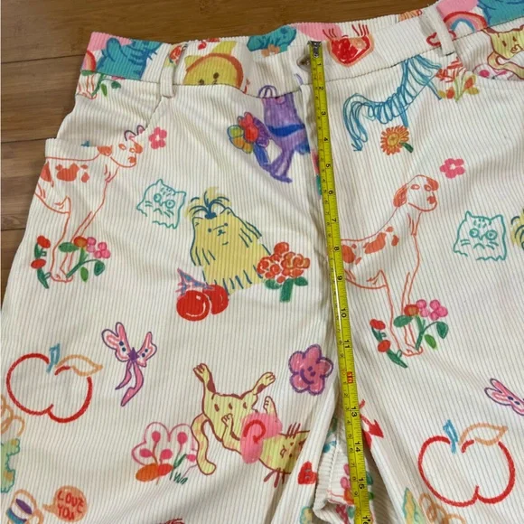 Cider Cream Wide-Leg Pants with Multicolor Fun Pet and Fruit Print - Picture 10 of 15